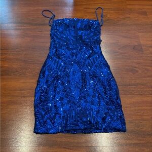Lucy in the Sky Electric Blue Sequin Mini Dress